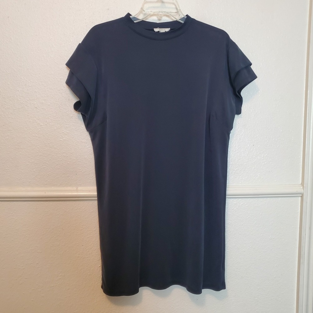 Elan Women's Black Modal Blend Mock Neck Layered Sleeve T-Shirt Dress Size M